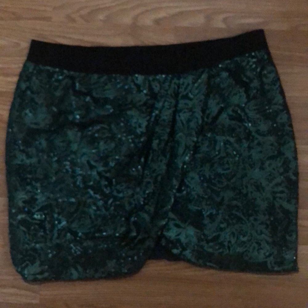 BCBG sequin green skirt